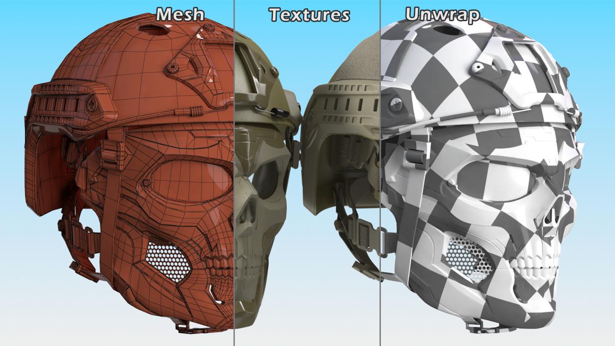 3D Khaki Airsoft Tactical Helmet and Mask model