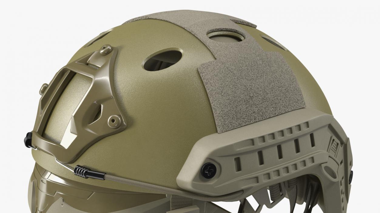 3D Khaki Airsoft Tactical Helmet and Mask model