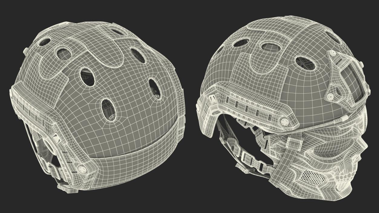 3D Khaki Airsoft Tactical Helmet and Mask model