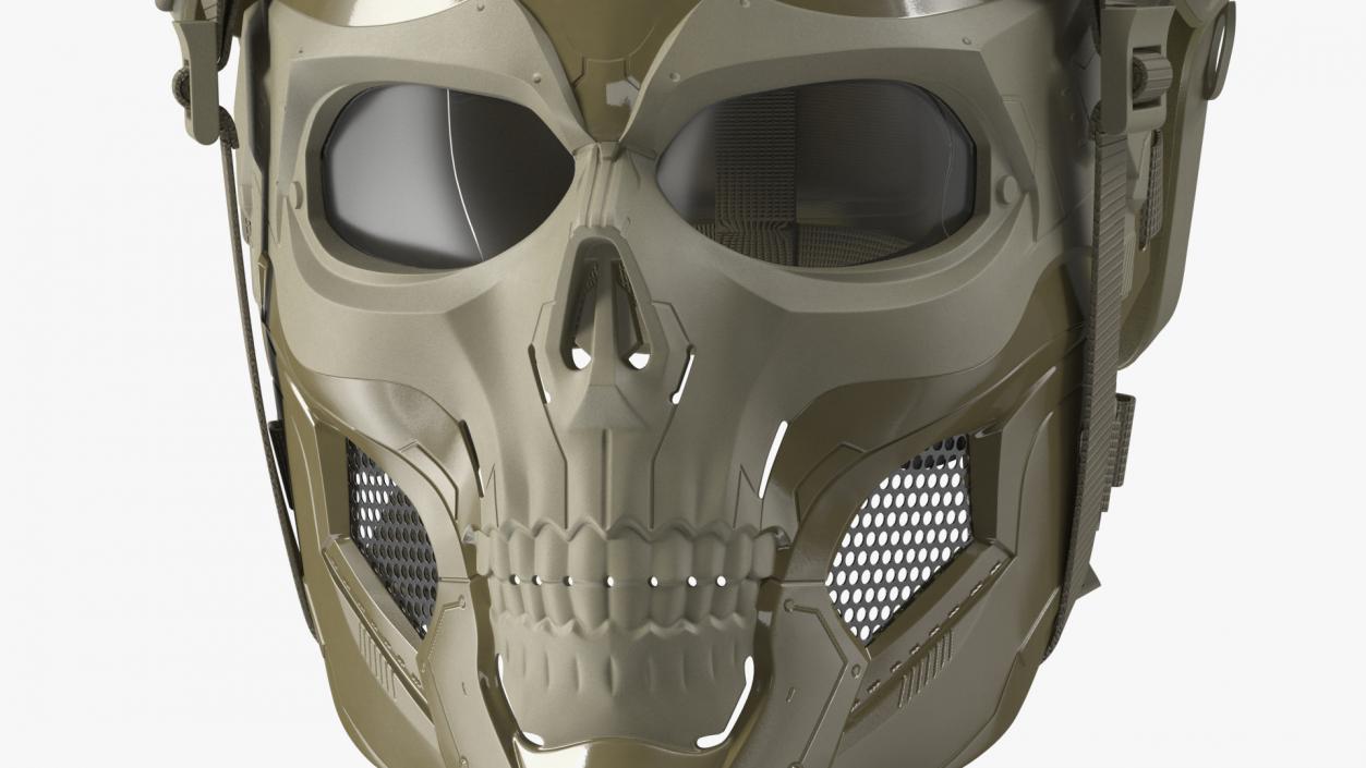 3D Khaki Airsoft Tactical Helmet and Mask model