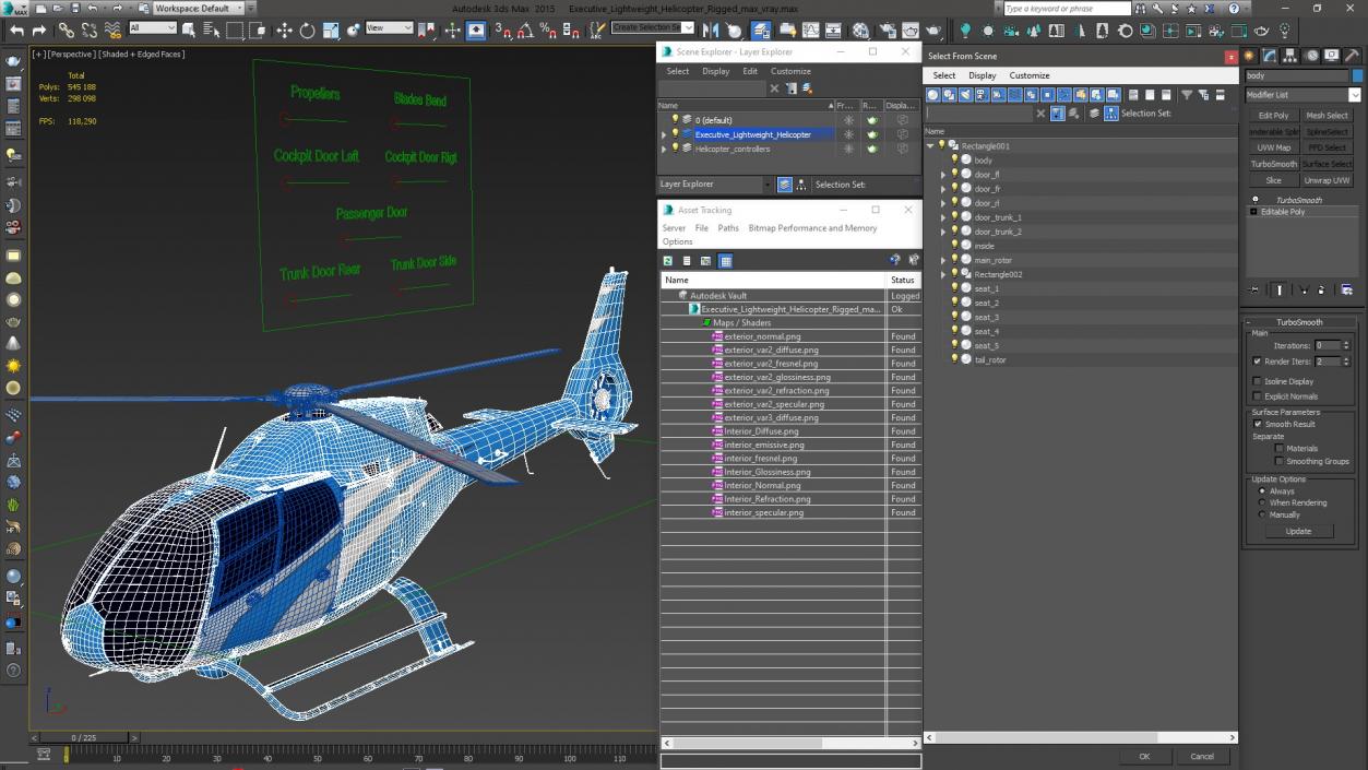 Executive Lightweight Helicopter Rigged 3D model