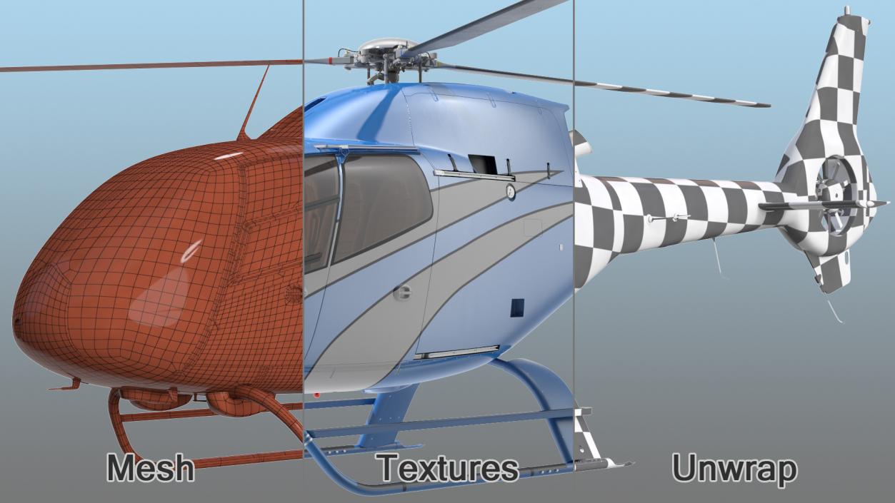 Executive Lightweight Helicopter Rigged 3D model