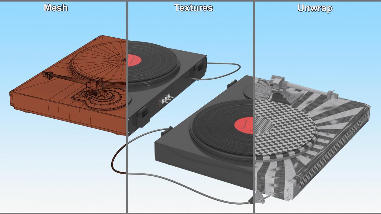 3D model Vinyl Retro Record Player