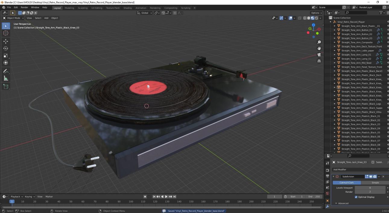 3D model Vinyl Retro Record Player