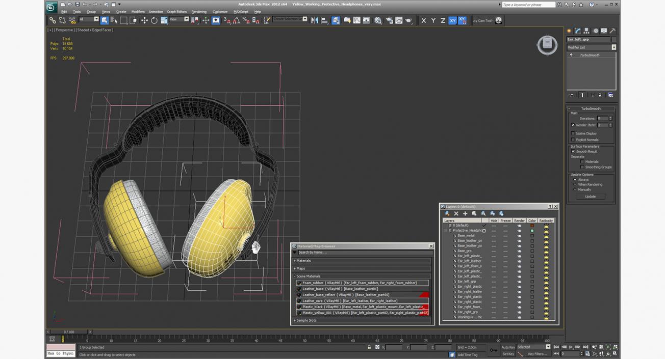 3D Yellow Working Protective Headphones