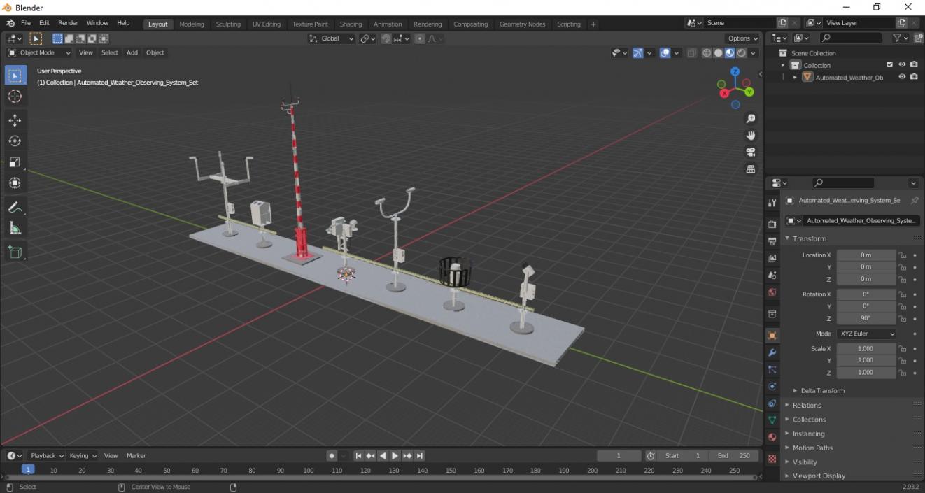 3D Automated Weather Observing System Set model