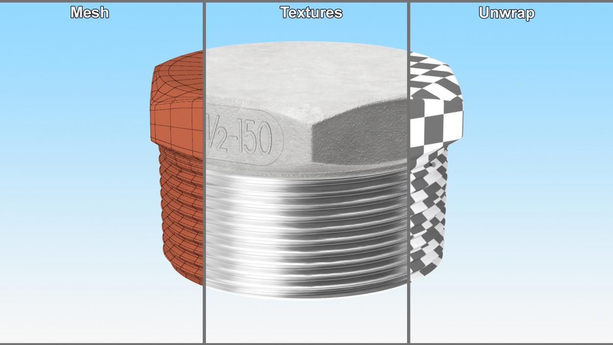 Fitting Hex Plug SS304 3D