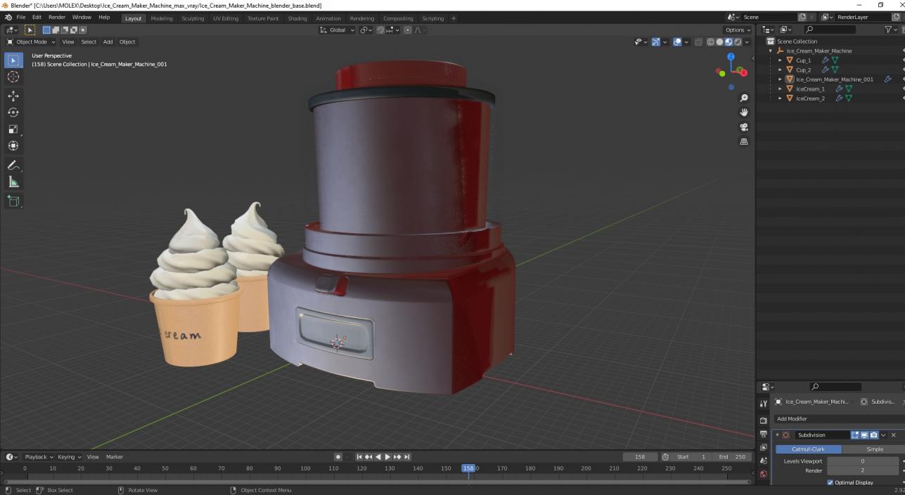 3D Ice Cream Maker Machine model