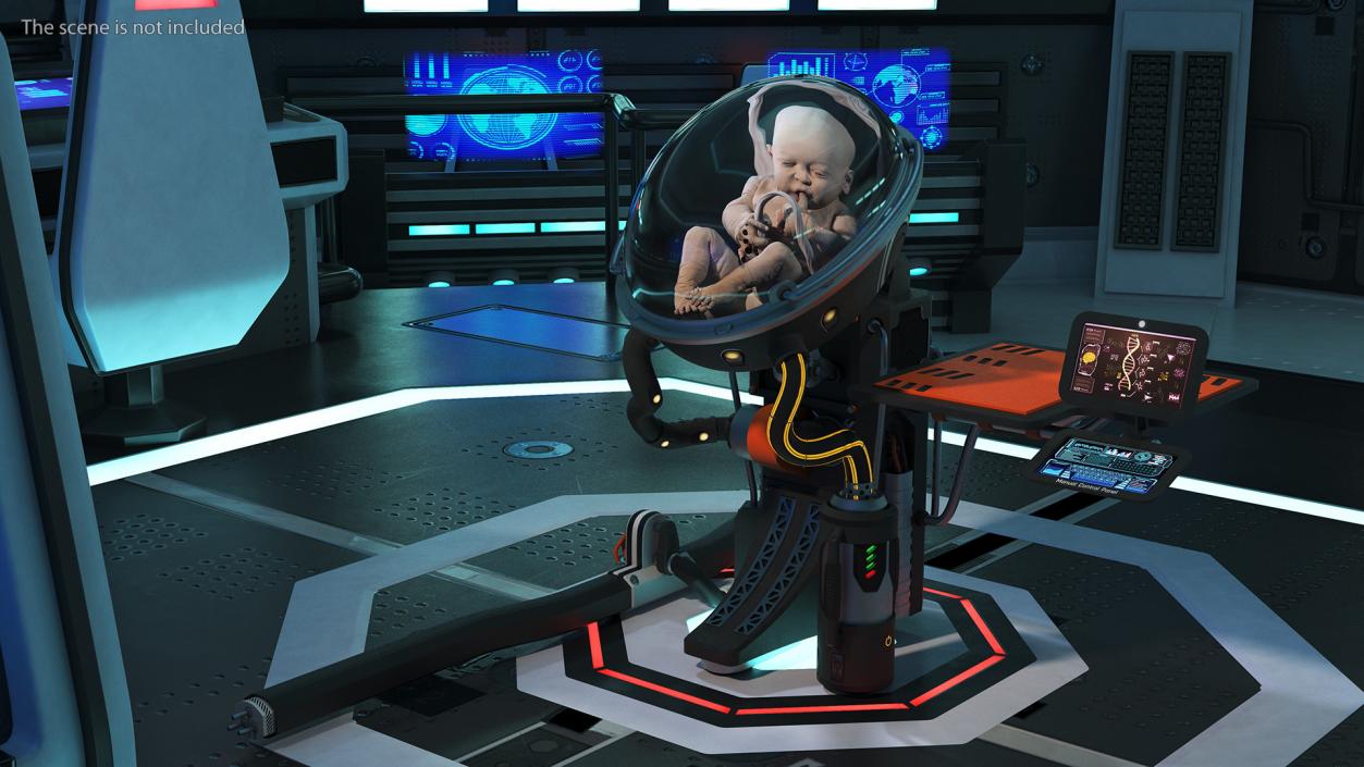 Human Incubator with Child Black 3D