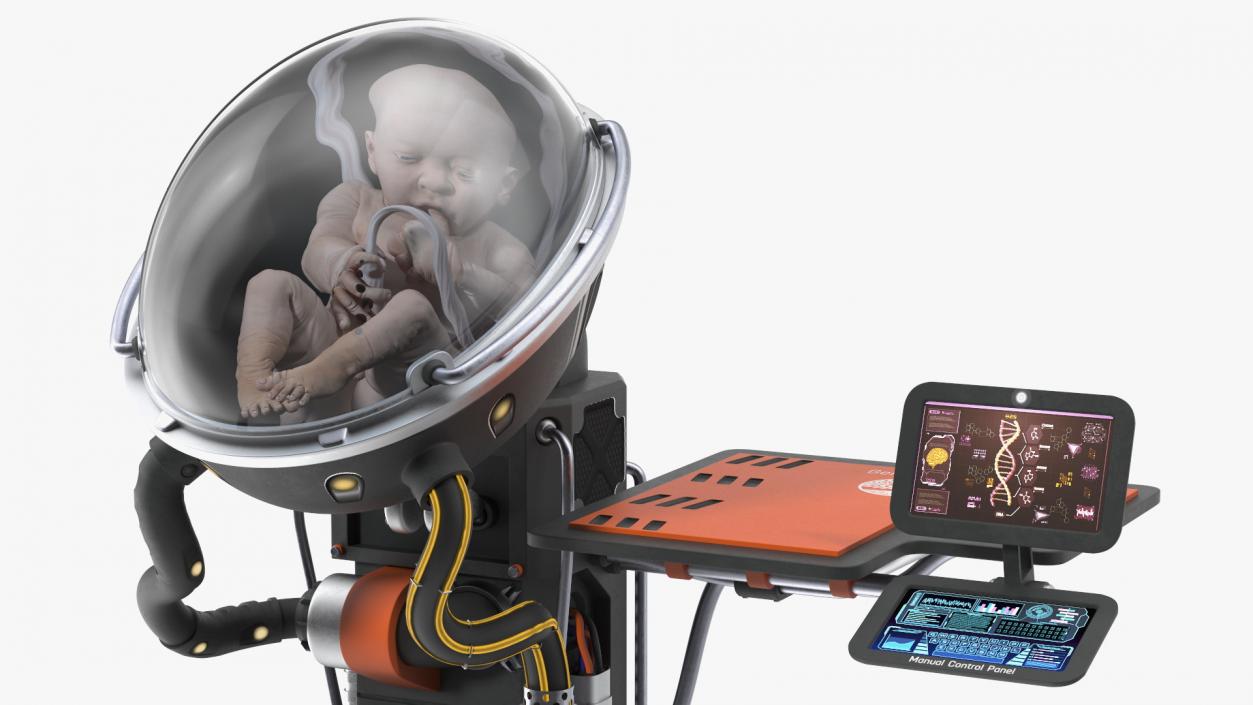 Human Incubator with Child Black 3D