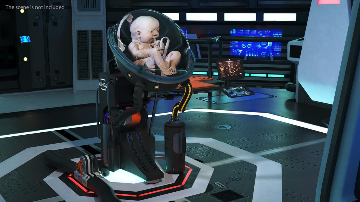 Human Incubator with Child Black 3D