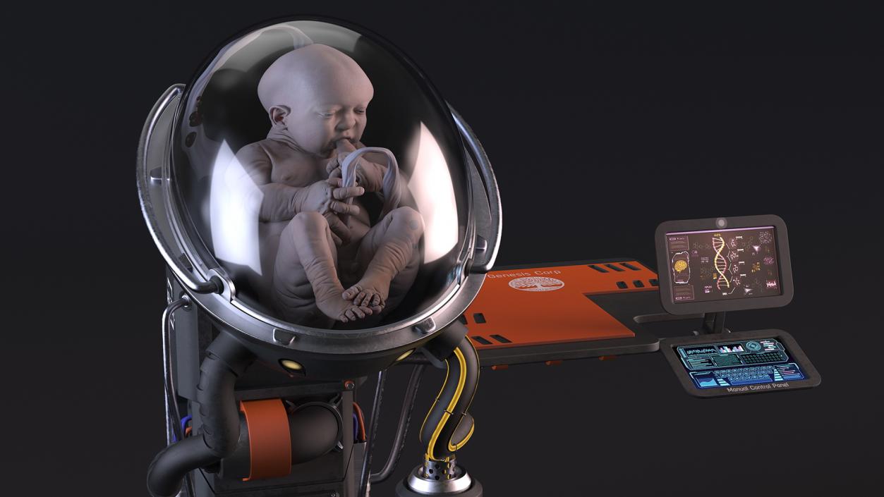 Human Incubator with Child Black 3D