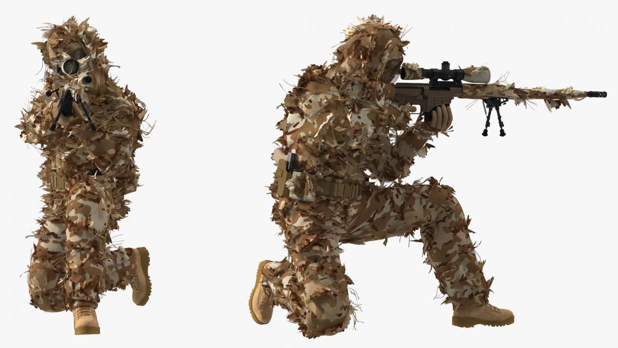 3D model Sniper Shooting in Sitting Position