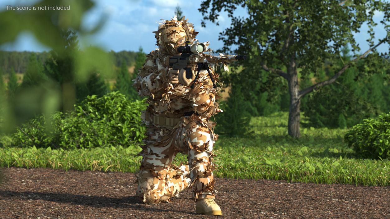 3D model Sniper Shooting in Sitting Position