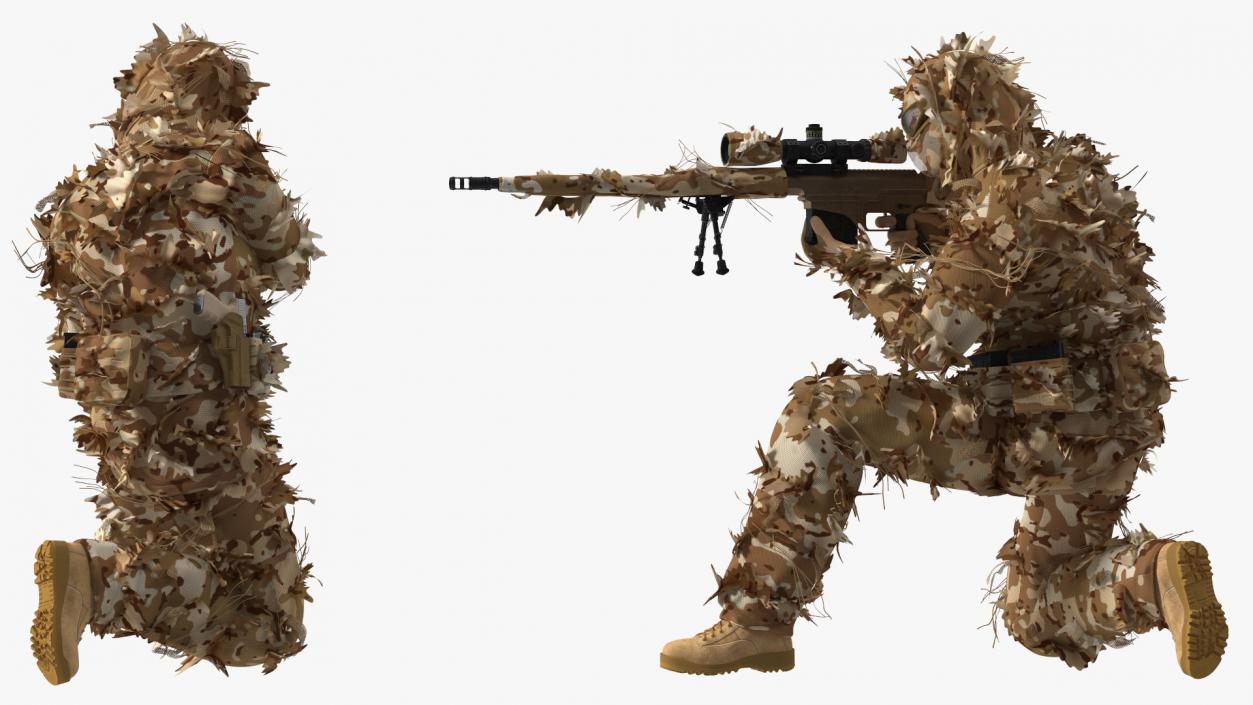 3D model Sniper Shooting in Sitting Position