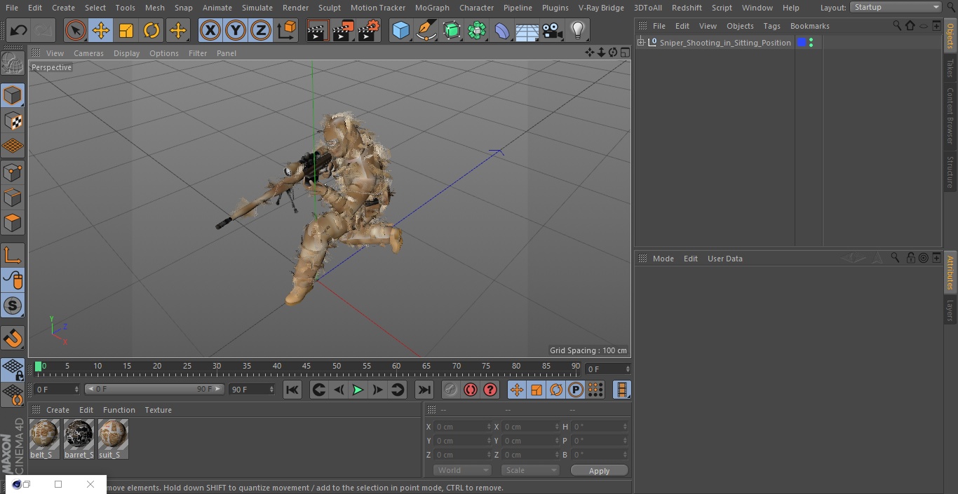 3D model Sniper Shooting in Sitting Position