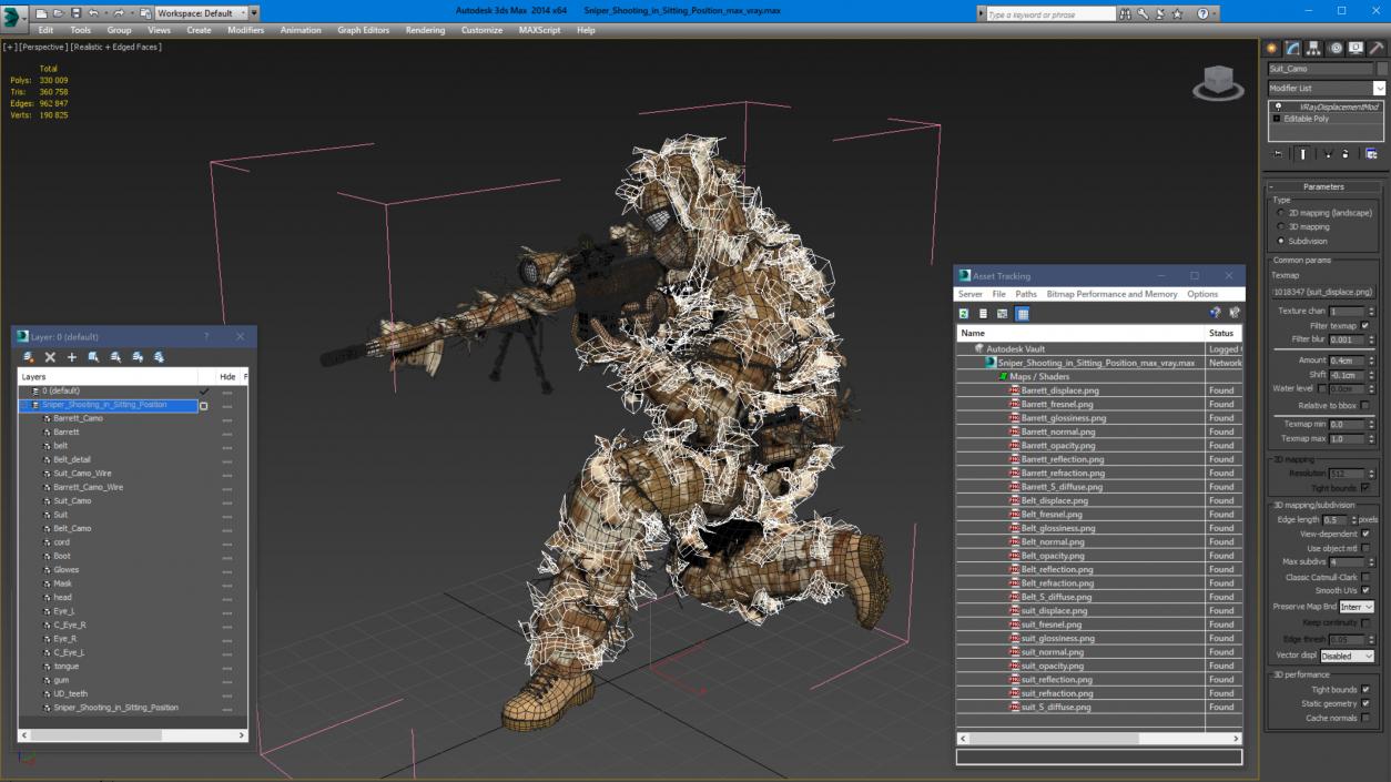 3D model Sniper Shooting in Sitting Position