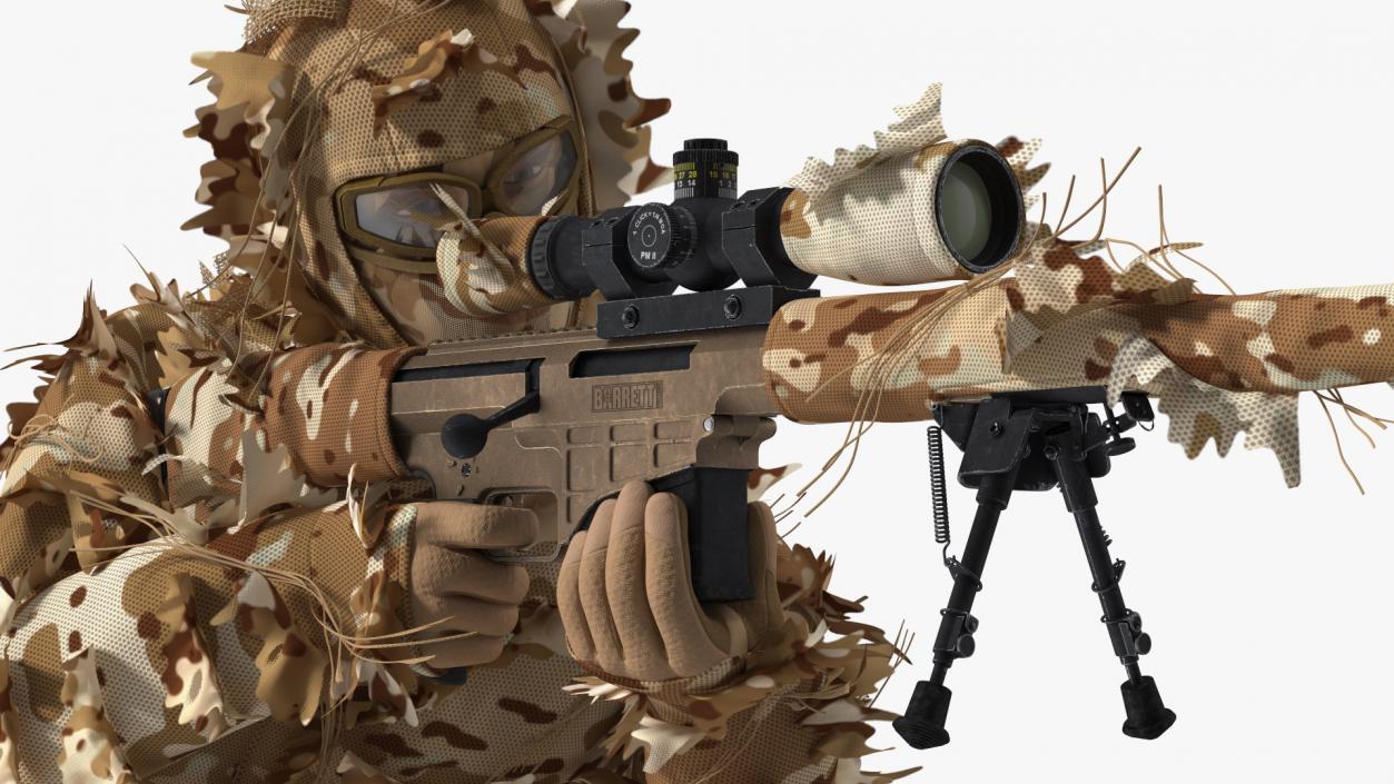 3D model Sniper Shooting in Sitting Position