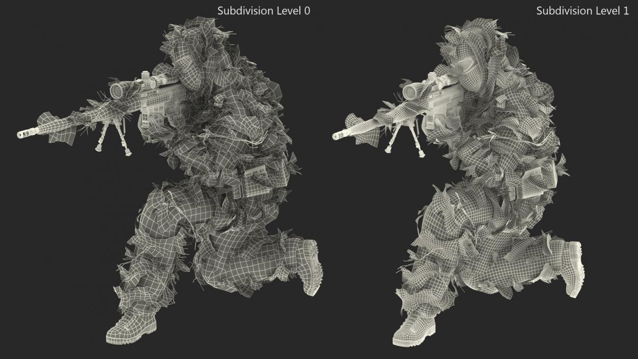 3D model Sniper Shooting in Sitting Position