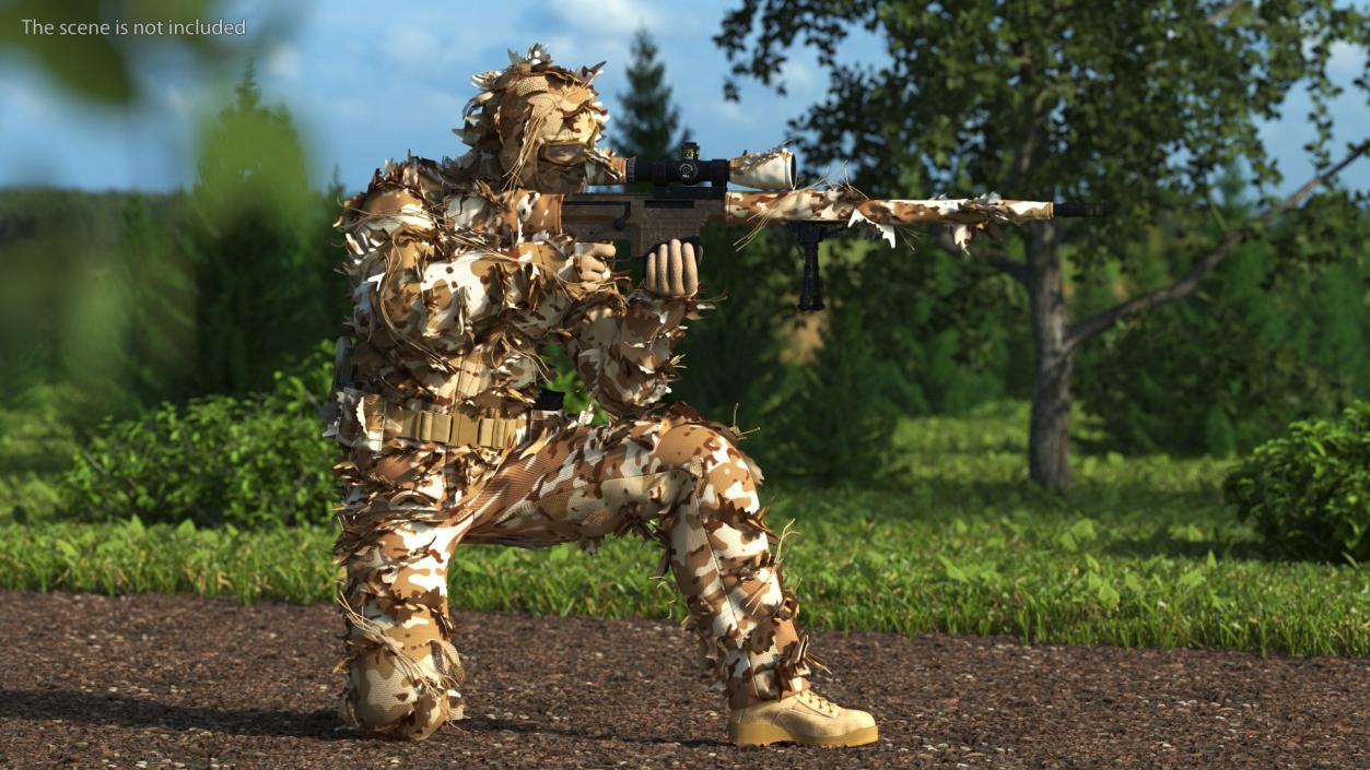 3D model Sniper Shooting in Sitting Position