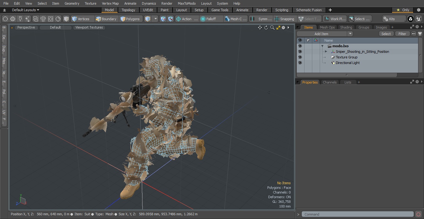 3D model Sniper Shooting in Sitting Position