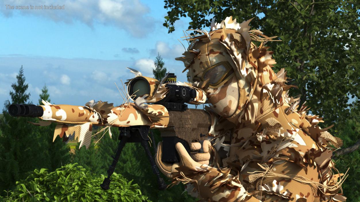 3D model Sniper Shooting in Sitting Position