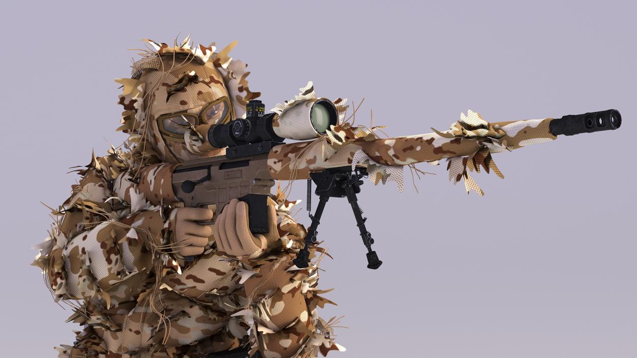 3D model Sniper Shooting in Sitting Position