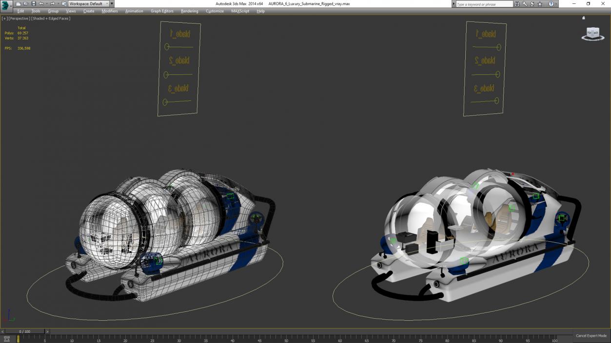 AURORA 6 Luxury Submarine Rigged 2 3D model