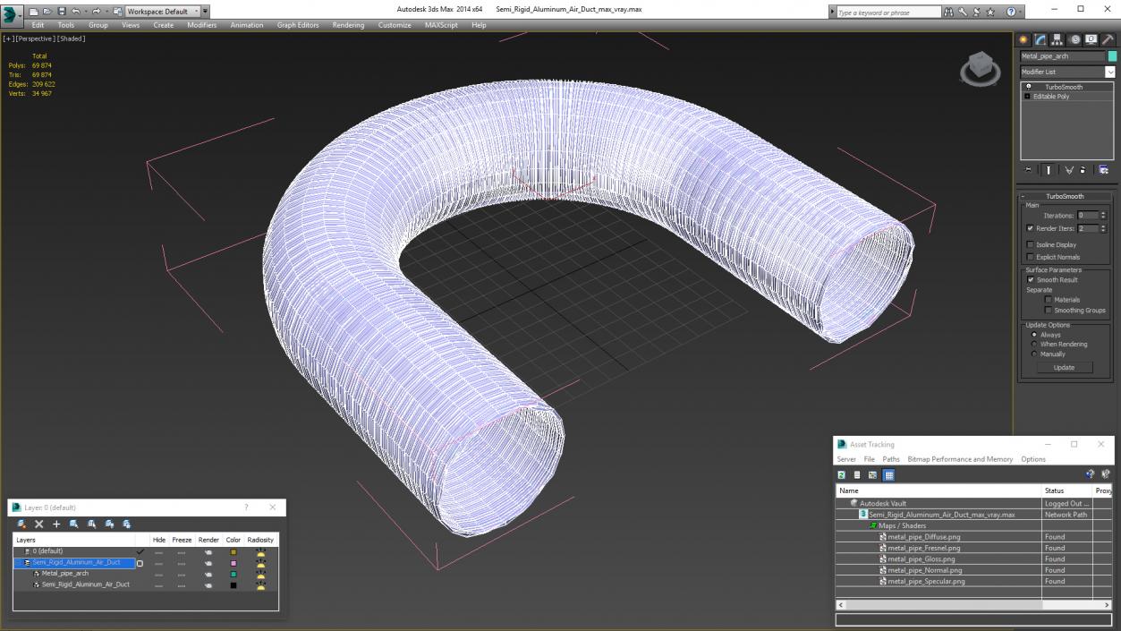 3D Semi Rigid Aluminum Air Duct model