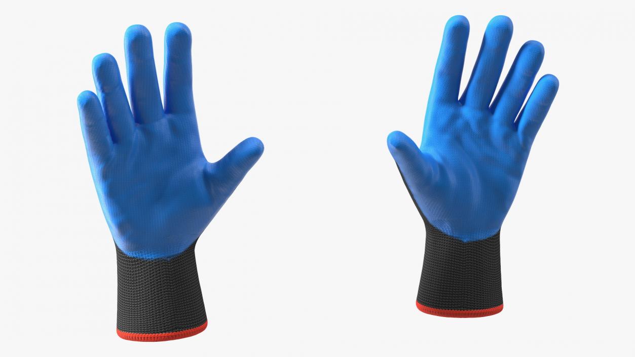 3D Safety Work Gloves Gray Blue model