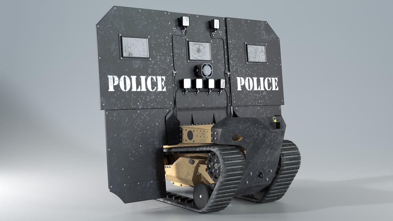 3D Damaged RBS1 SWAT BOT Robotic Ballistic Shield Rigged model