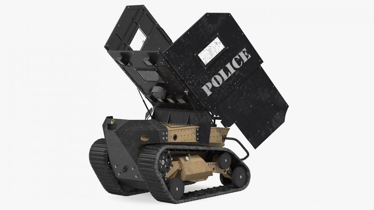 3D Damaged RBS1 SWAT BOT Robotic Ballistic Shield Rigged model