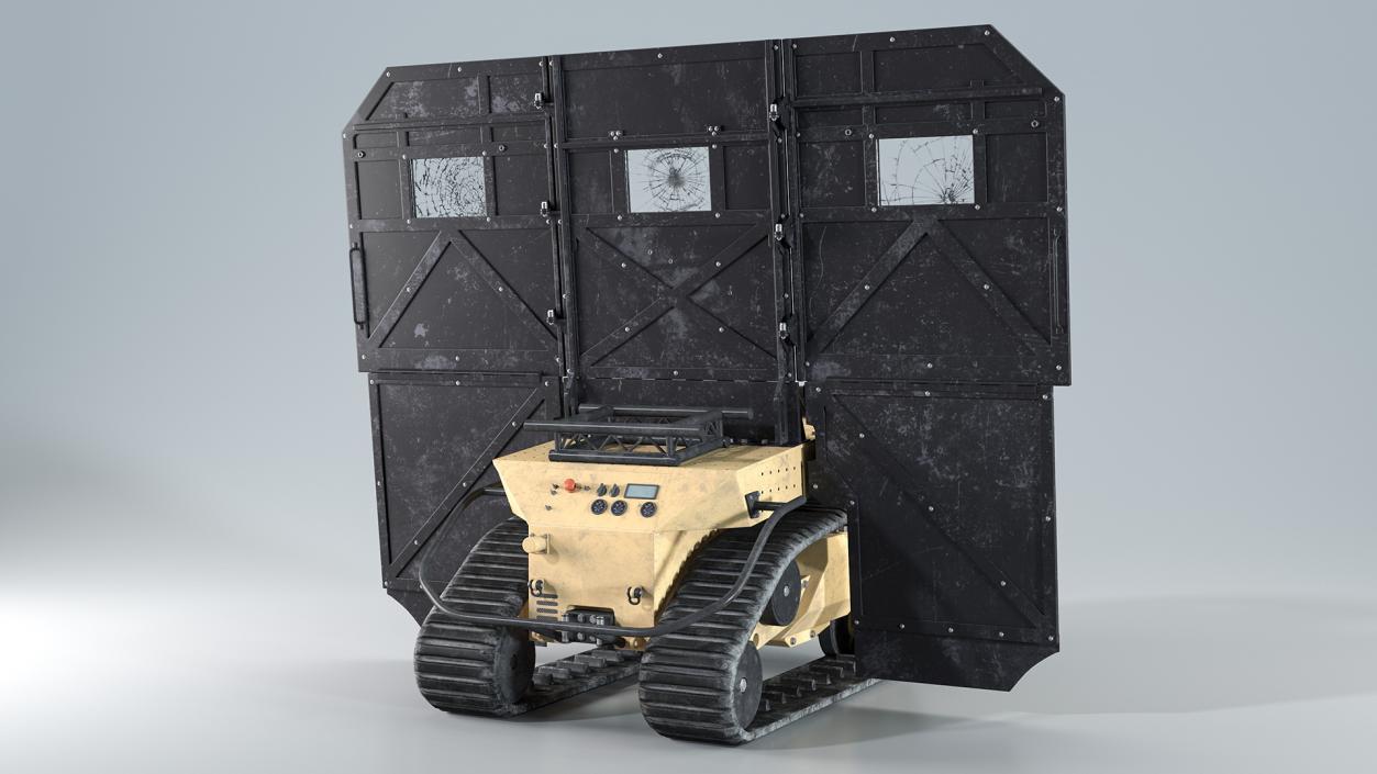 3D Damaged RBS1 SWAT BOT Robotic Ballistic Shield Rigged model