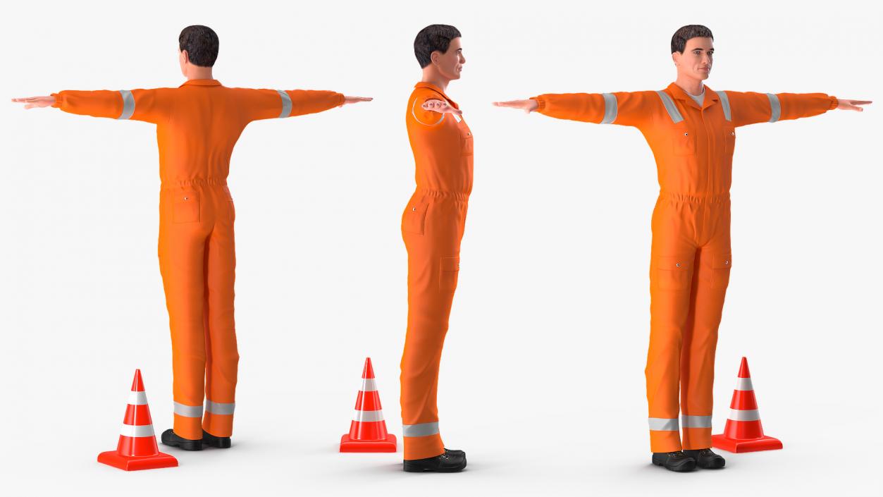 3D Road Worker T-Pose model