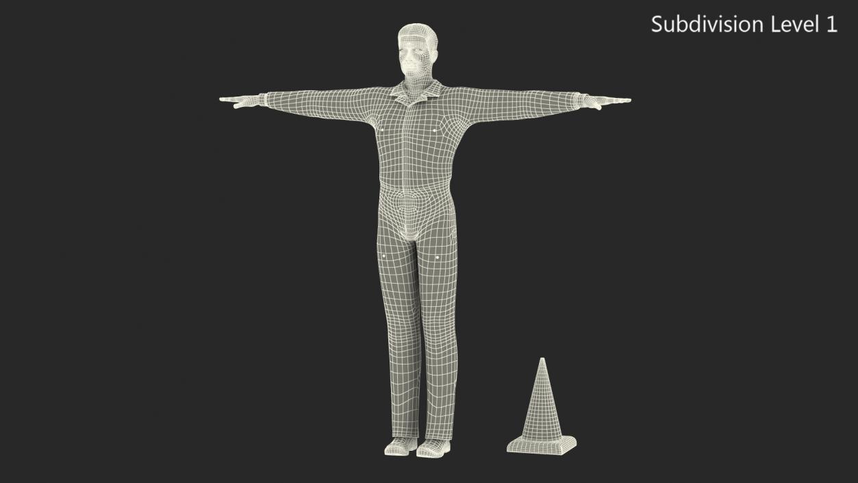 3D Road Worker T-Pose model