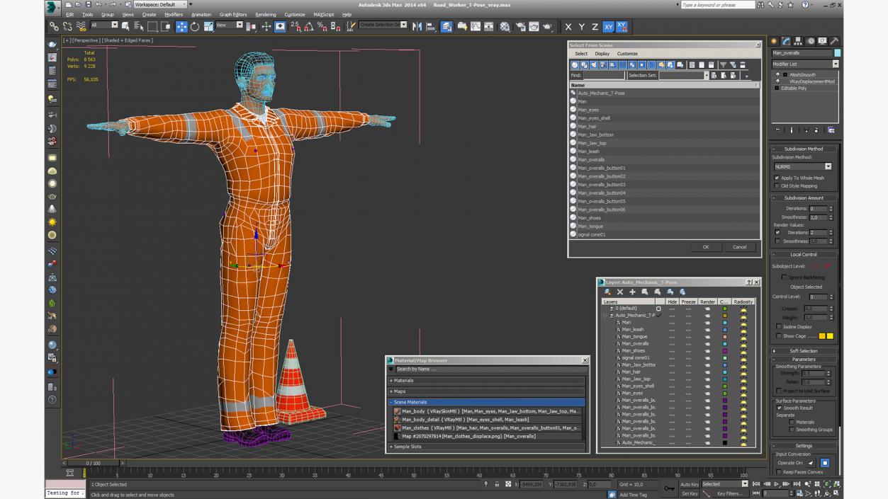 3D Road Worker T-Pose model