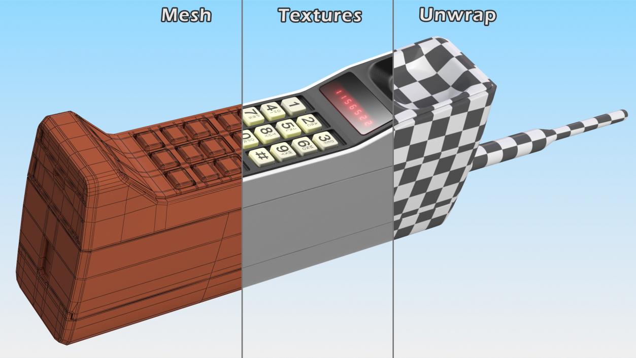 3D Motorola DynaTAC 8000X First Mobile Phone