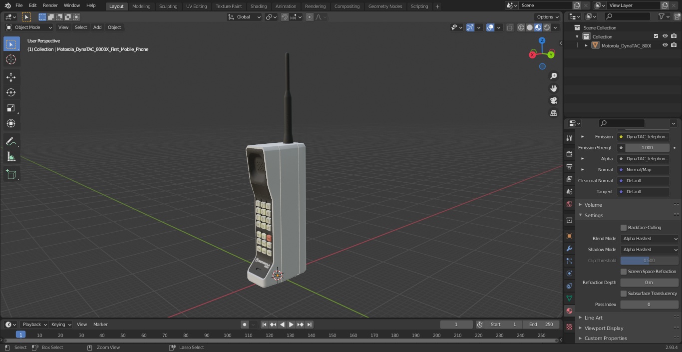 3D Motorola DynaTAC 8000X First Mobile Phone