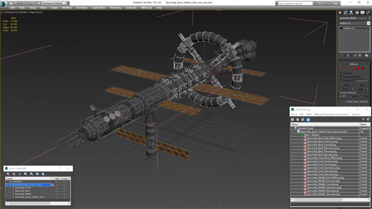 3D Spaceship Space Station Gray model