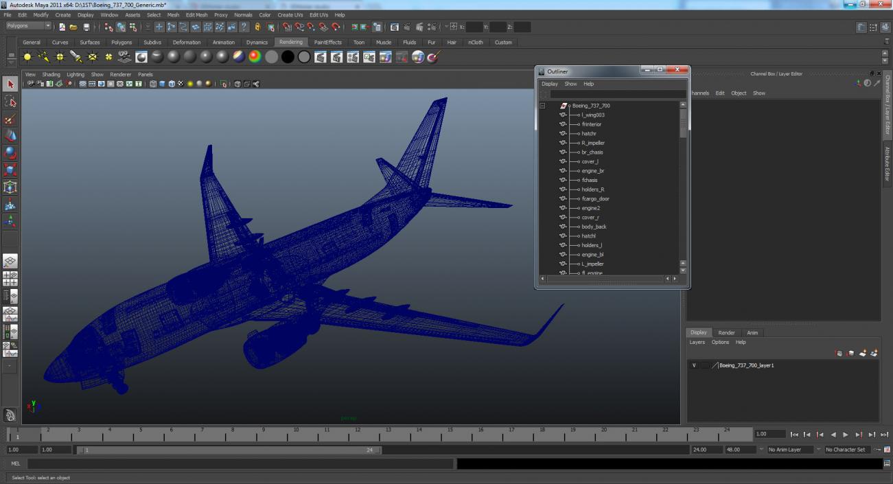 3D model Boeing 737-700 United Airlines