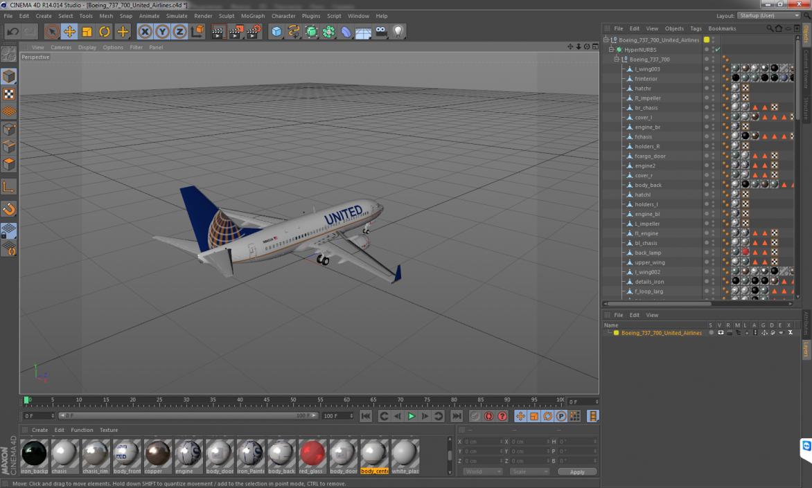 3D model Boeing 737-700 United Airlines