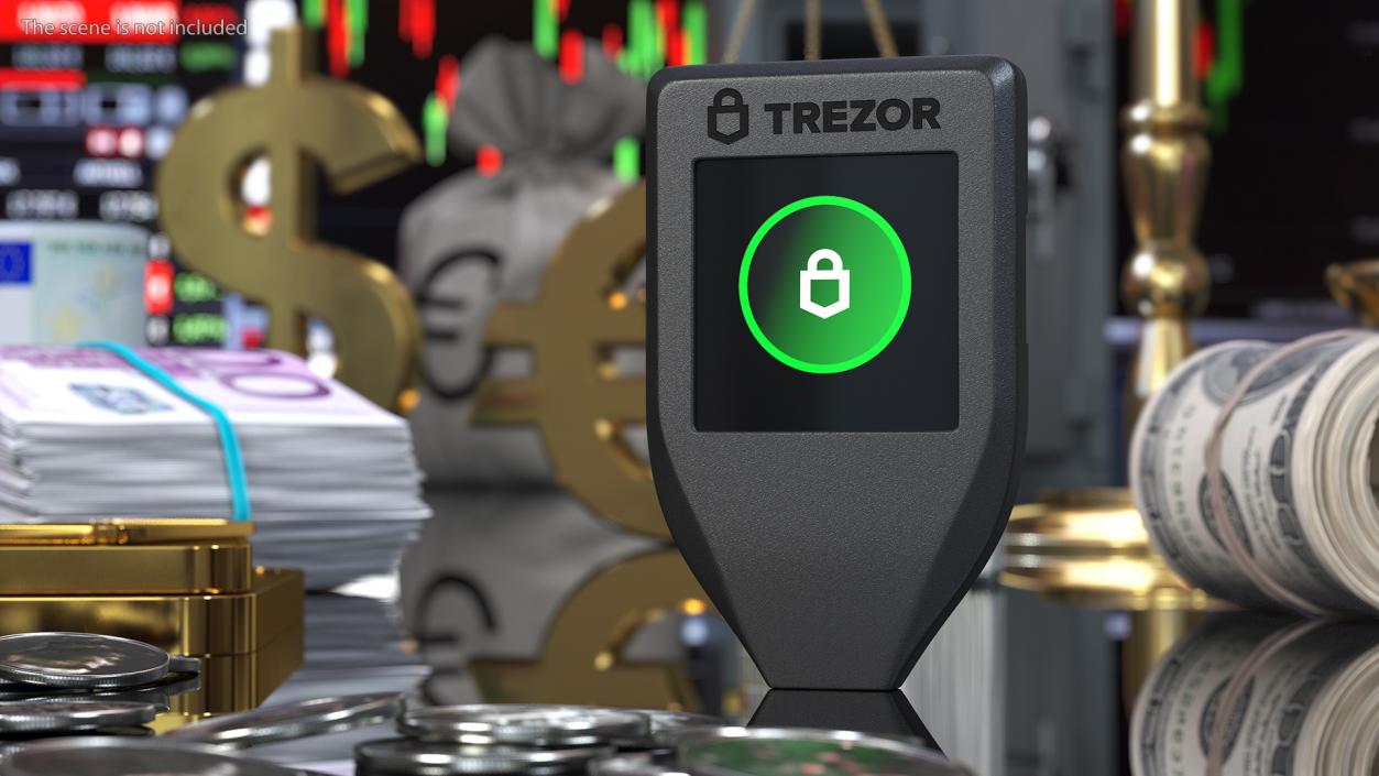 3D Trezor Cryptocurrency Wallet model