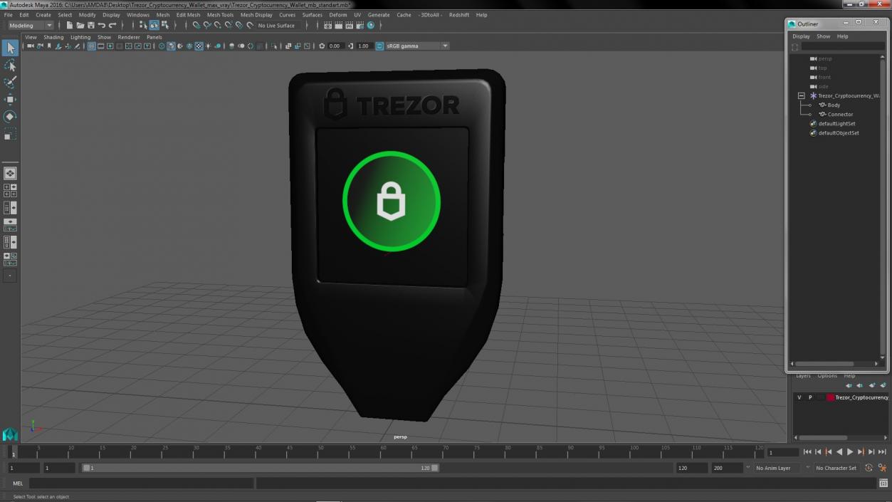 3D Trezor Cryptocurrency Wallet model