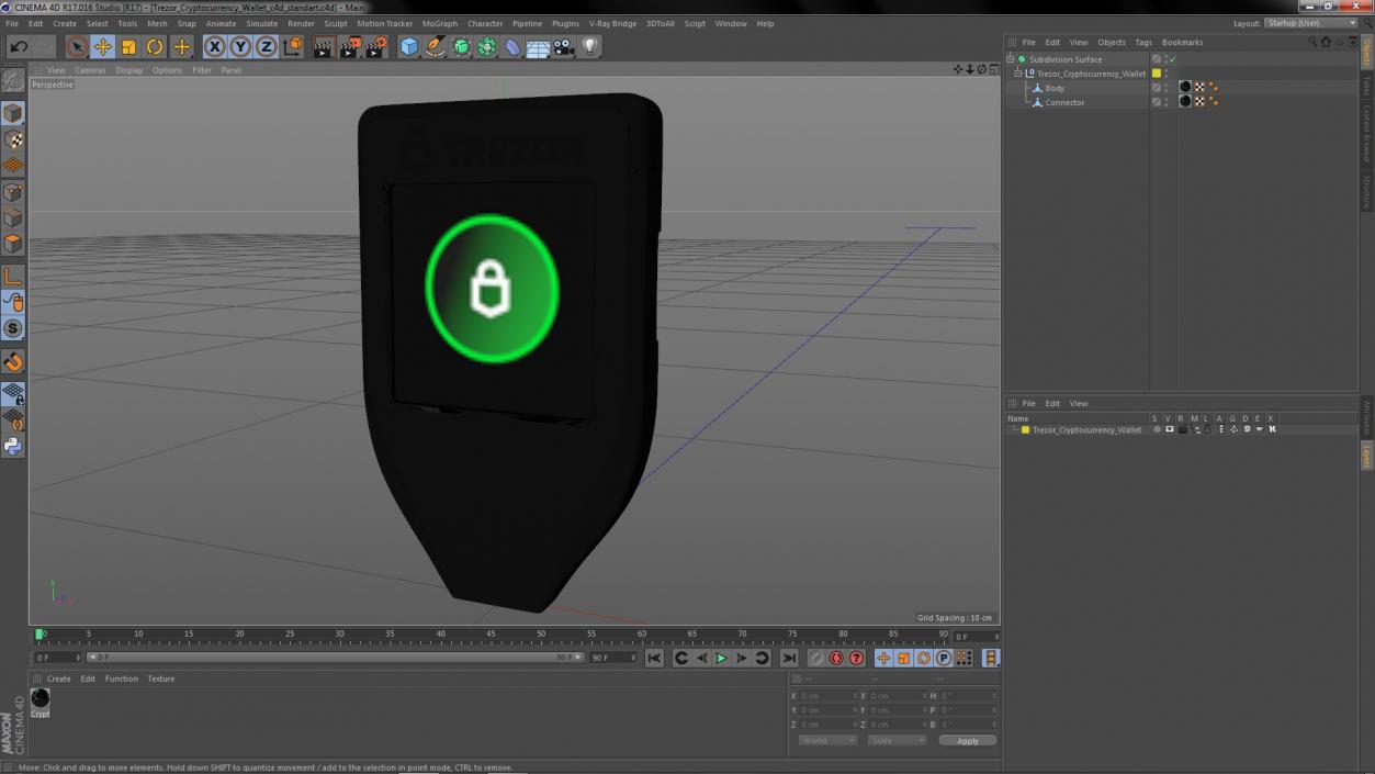 3D Trezor Cryptocurrency Wallet model