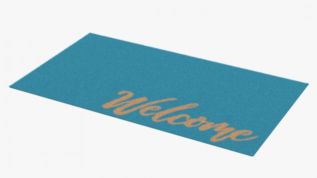 Dirt-Repellent Light Blue Door Mats Fur 3D model