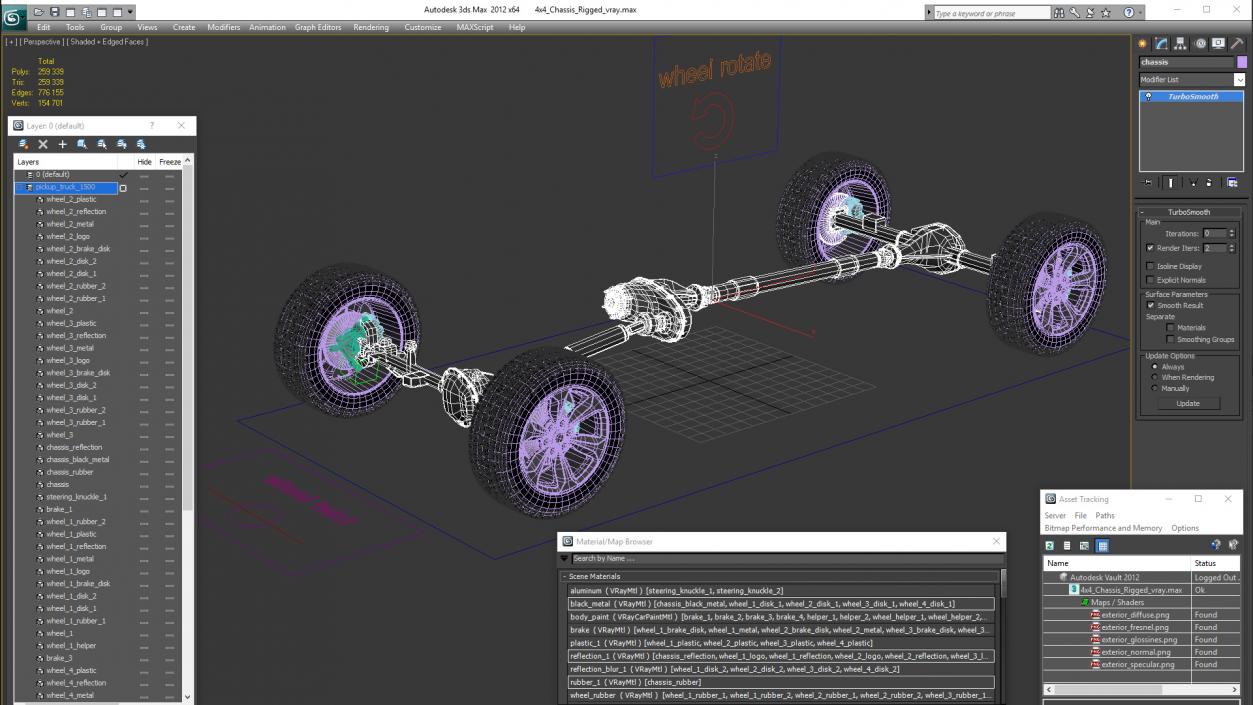 3D 4x4 Chassis Rigged model