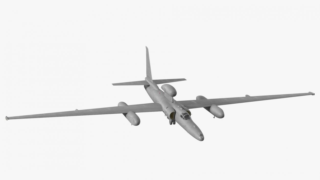 3D model Grey Reconnaissance Aircraft Simple Interior Rigged for Cinema 4D