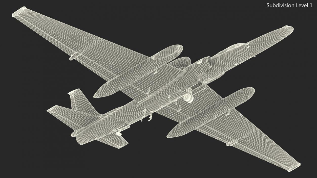 3D Grey Reconnaissance Aircraft Simple Interior Rigged