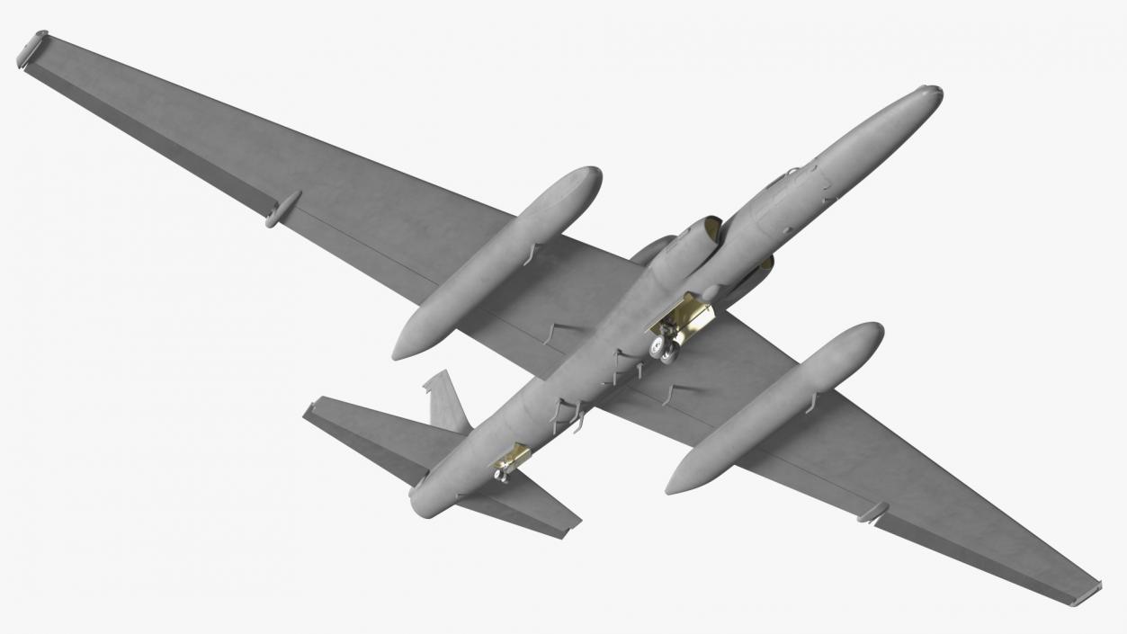 3D model Grey Reconnaissance Aircraft Simple Interior Rigged for Cinema 4D