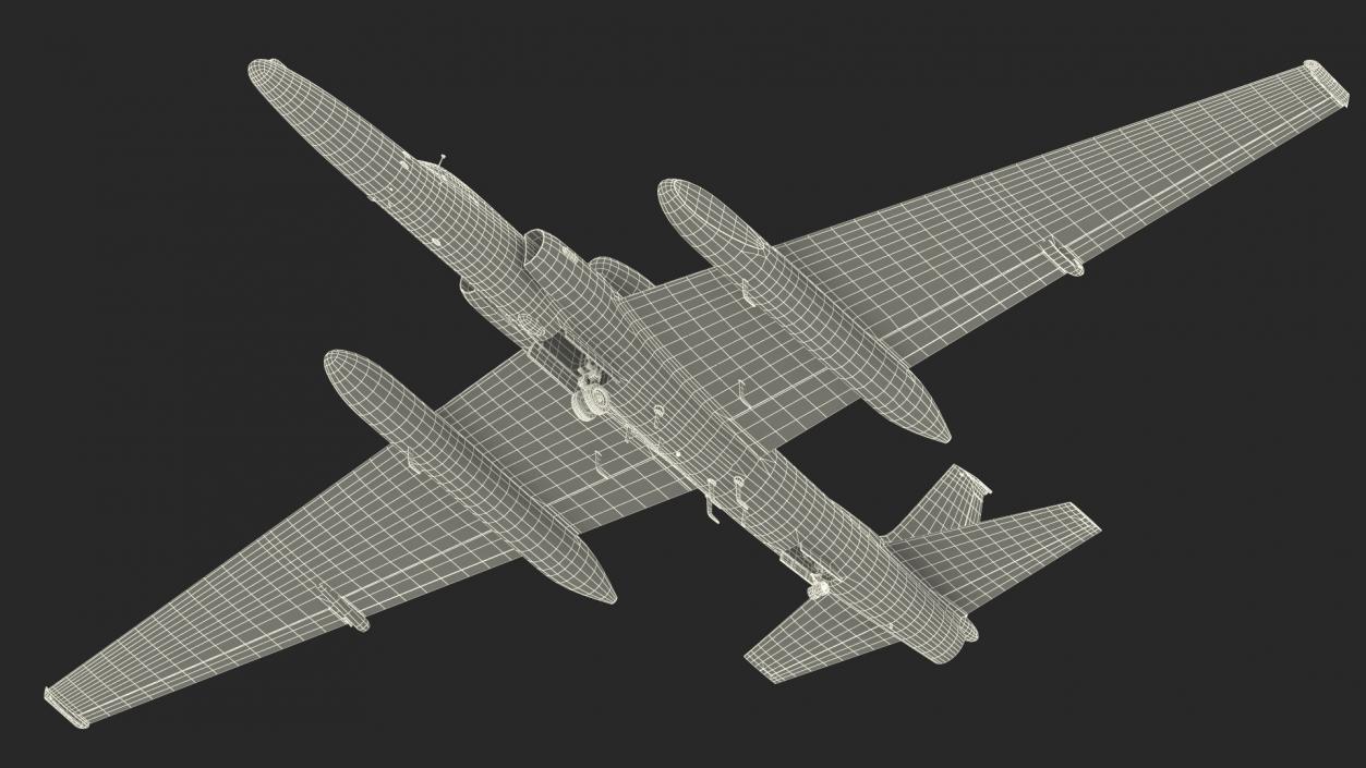 3D model Grey Reconnaissance Aircraft Simple Interior Rigged for Cinema 4D